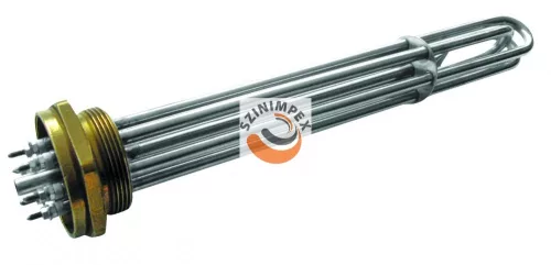 Háromfázisú merülő fűtőbetét vízhez – 3×2500 W 380/230 V – AISI 304 rozsdamentes acél, 300×40 mm, 2″ menettel