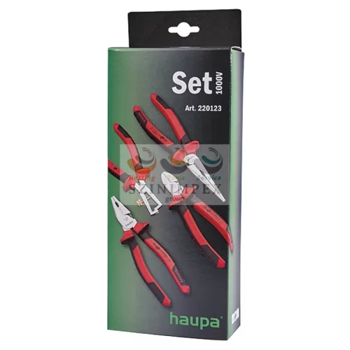 Haupa fogó készlet 1000 V felhúzott markolattal 4db-os piros-fekete 220123