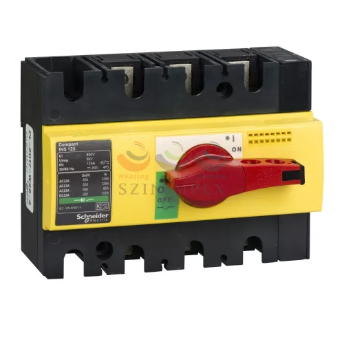 Schneider Electric interpact INS125 3P piros kapcsoló sárga homloklap