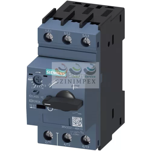 SIEMENS SIRIUS motorvédő kapcsoló 3P 13-20 A-hő 55 kA fix mágneses csavaros 3RV2021-4BA10