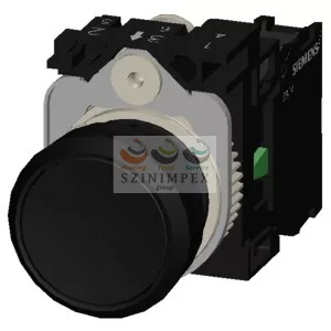 SIEMENS SIRIUS ACT nyomógomb komplett műanyag d22 fekete lapos visszaugró 1z csavaros kerek 3SU1100-0AB10-1BA0