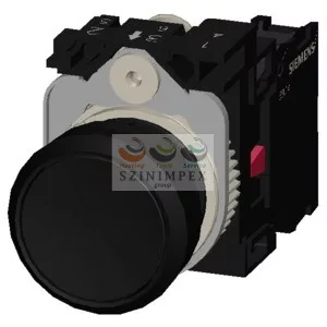 SIEMENS SIRIUS ACT nyomógomb komplett műanyag d22 fekete lapos visszaugró 1ny csavaros kerek 3SU1100-0AB10-1CA0