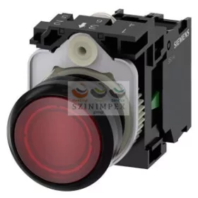   SIEMENS SIRIUS ACT nyomógomb komplett műanyag d22 világító piros lapos visszaugró 1z csavaros 3SU1102-0AB20-1BA0