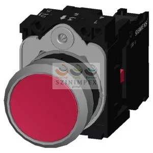 SIEMENS SIRIUS ACT nyomógomb komplett műanyag d22 piros lapos visszaugró 1ny csavaros kerek 3SU1130-0AB20-1CA0