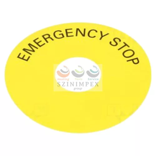 SIEMENS SIRIUS ACT felirati tábla d22 vészgombhoz EMERGENCY STOP üres sárga kerek 75 mm/3SU1900-0BC31-0DA0