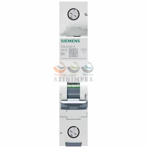 SIEMENS SENTRON kismegszakító 1P 6 A B-jelleg 400 V AC 6 kA/60898 6 kA/60947 5SL6106-6