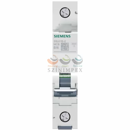 SIEMENS SENTRON kismegszakító 1P 16 A B-jelleg 400 V AC 6 kA/60898 6 kA/60947 5SL6116-6