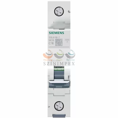 SIEMENS SENTRON kismegszakító 1P 16 A C-jelleg 400 V AC 6 kA/60898 6 kA/60947 5SL6116-7