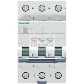   SIEMENS SENTRON kismegszakító 3P 6 A C-jelleg 400 V AC 6 kA/60898 6 kA/60947 5SL6306-7