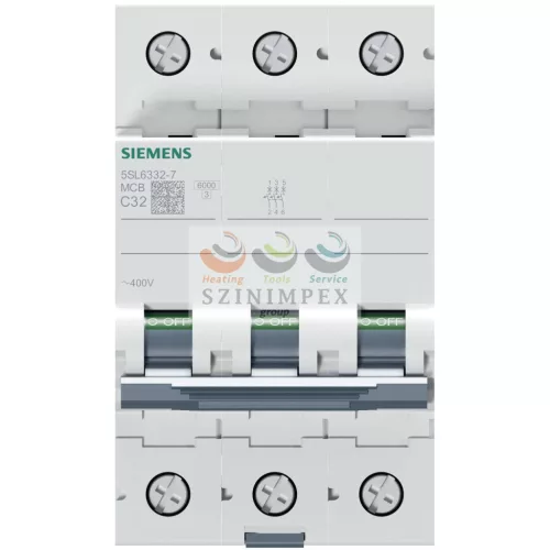 SIEMENS SENTRON kismegszakító 3P 32 A C-jelleg 400 V AC 6 kA/60898 6 kA/60947 5SL6332-7