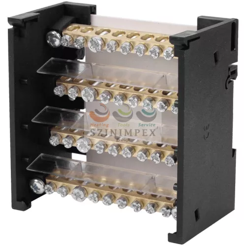 SIEMENS sorkapocssín elosztóblokk 4P 6..16 mm²/8 × 4…10 mm² DIN-sínre lapos 80 A 5ST 5ST2501