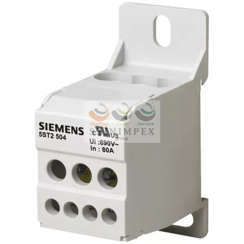 SIEMENS sorkapoc elosztóblokk 1P 1 × 16 mm²/8 × 10 mm² DIN-sínre 80 A 5ST 5ST2504