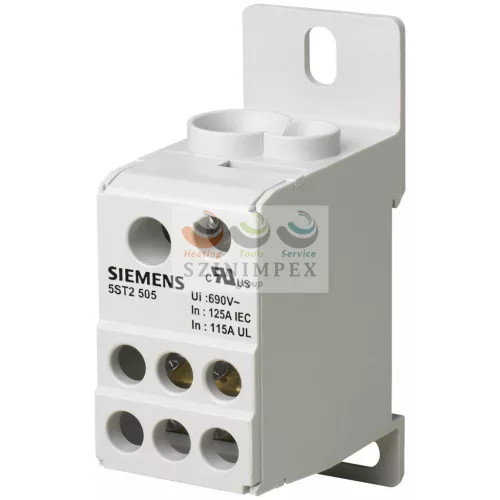 SIEMENS sorkapoc elosztóblokk 1P 10...35 mm²/6...16+6 × 2,5...16 mm² DIN-sínre 125 A 5ST 5ST2505