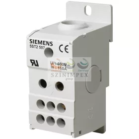   SIEMENS sorkapoc elosztóblokk 1P 10…70 mm²/6 × 2,5...16 mm² DIN-sínre 160 A 5ST 5ST2507