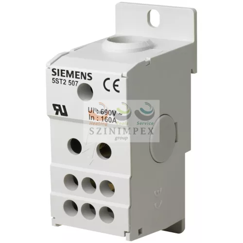 SIEMENS sorkapoc elosztóblokk 1P 10…70 mm²/6 × 2,5...16 mm² DIN-sínre 160 A 5ST 5ST2507