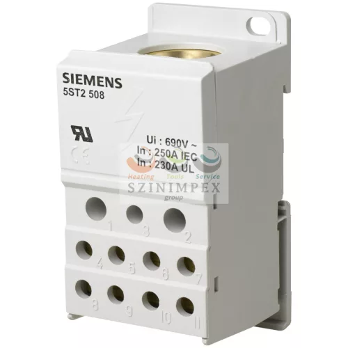SIEMENS SENTRON sorkapocs elosztóblokk 1P 35…120 mm²/2 × 2,5...25+5 × 2,5...16+4 × 2,5…10 mm² 250 A 5ST2508