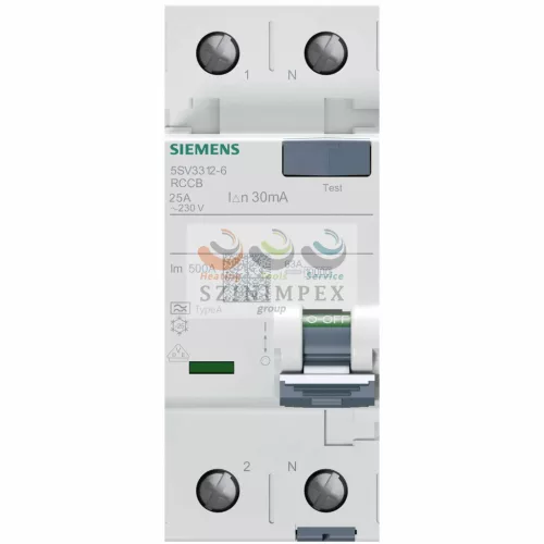 SIEMENS SENTRON áram-védőkapcsoló (Fi-relé) analóg 1P+N 25 A 30 mA A-típus 10 kA 5SV3312-6