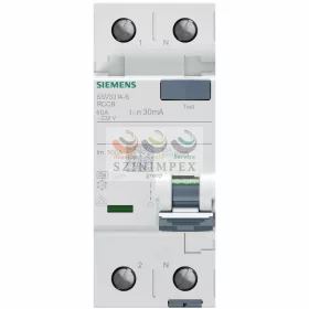   SIEMENS SENTRON áram-védőkapcsoló (Fi-relé) analóg 1P+N 40 A 30 mA A-típus 10 kA 5SV3314-6