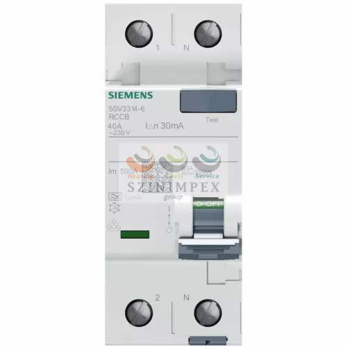 SIEMENS SENTRON áram-védőkapcsoló (Fi-relé) analóg 1P+N 40 A 30 mA A-típus 10 kA 5SV3314-6