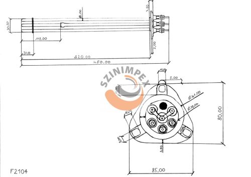 Fűtőbetét ipari mosogatógépekhez -  3*2000 W