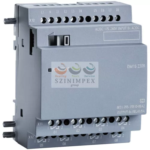 SIEMENS LOGO! digitális be- és kimeneti modul DM16 8DI 8DO relé 85-265 V/AC 100.0-253 V/DC 6ED1055-1FB10-0BA2