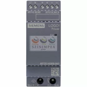   SIEMENS kapcsolóüzemű DC tápegység stabilizált 240 VAC-be 24 VDC-ki 1,3 A-ki 31,2 W LOGO!power 6EP3331-6SB00-0AY0