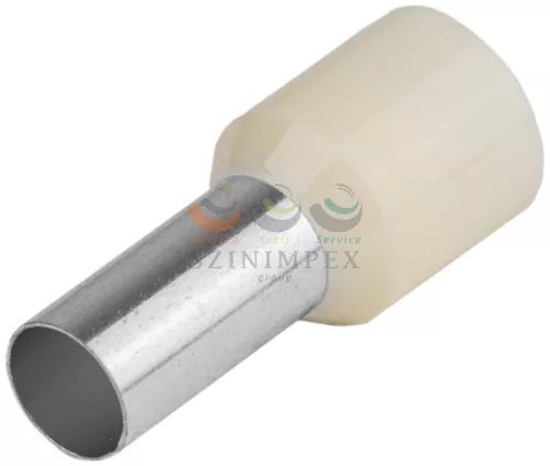 TRACON érvéghüvely DIN-VDE szigetelt normál 10 mm² 18 mm elefántcsont E125