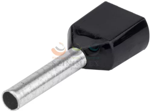 TRACON érvéghüvely szigetelt iker 2 × 1,5 mm² 12 mm fekete E13I
