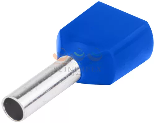 TRACON érvéghüvely szigetelt iker 2 × 2,5 mm² 13 mm kék E16I