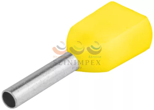 TRACON érvéghüvely szigetelt iker 2 × 6 mm² 14 mm sárga E22I