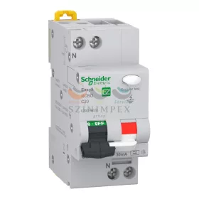   Schneider Electric EASY9 PRO áramvédős kismegszakító, A osztály, 1P-N, C, 20 A, 30 mA