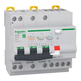   Schneider Electric EASY9 PRO áramvédős kismegszakító, A osztály, 3P-N, C, 10 A, 30 mA