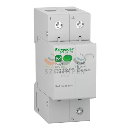Schneider Electric EASY9 PRO túlfeszültség-korlátozó, T2, 20 kA, 1P-N