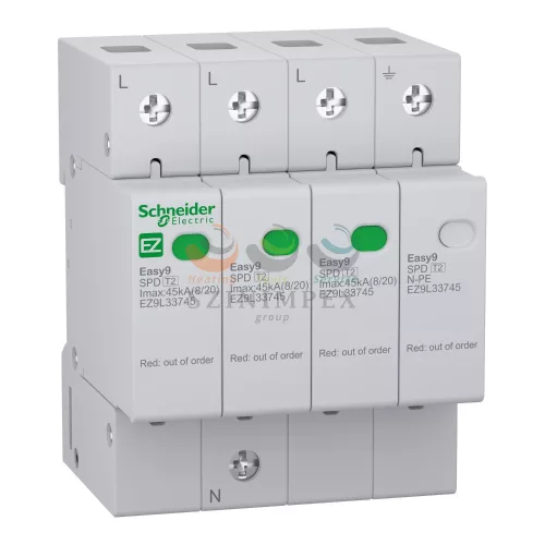 Schneider Electric EASY9 PRO túlfeszültség-korlátozó, T2, 45 kA, 3P-N