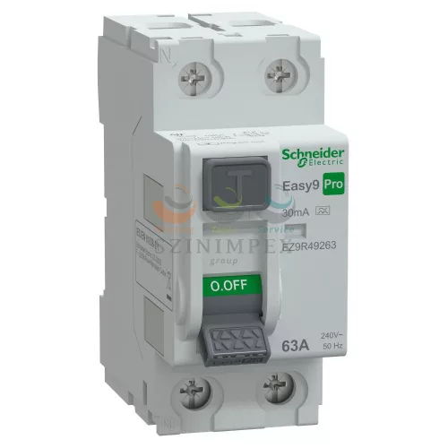 Schneider Electric EASY9 PRO áram-védőkapcsoló, A osztály, 2P, 63 A, 30 mA