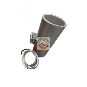   Mica palást fűtőbetét, 150x390 mm, 230 V, 6000 W, 2 m kábellel, furattal Dia 30 mm, csatlakozó doboz Ø80 x 55mm 