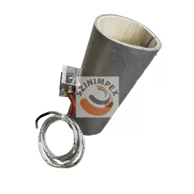   Kerámia palást fűtőbetét, ø150 x 390 mm, 230 V, 6000 W, 2 m kábellel, furattal Dia 30 mm, csatlakozó doboz Ø80 x 55mm