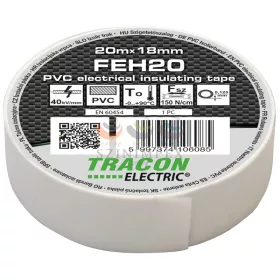   TRACON szigetelőszalag fehér 18 mm x 20 m PVC 90°C max. FEH20