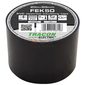   TRACON szigetelőszalag fekete 50 mm x 20 m PVC 90°C max. FEK50