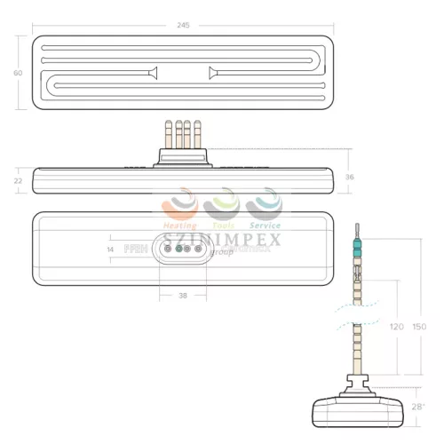 FFEH-TCK – Keramički infracrveni grijač sa šupljom strukturom 500 W, 230 V | 245 x 60 mm | Crni