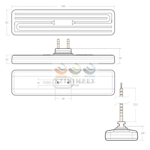 FFEH – Keramički infracrveni grijač sa šupljom strukturom 800 W, 230 V | 245 x 60 mm | bijela
