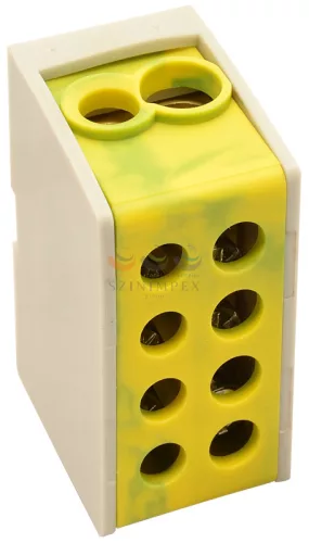 TRACON fővezetéki leágazókapocs 101 A/400 VAC 2 × 1-25+2 × 1,5-25 mm² zöld/sárga 1P 25 mm² FLE-25ZS