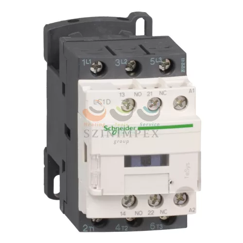 Schneider Electric TeSys LC1D AC mágneskapcsoló, 4 kW/9 A (400 V, AC3), csavaros csatlakozás, 1Z+1NY,24 VAC tekercsfeszültség, 50 Hz
