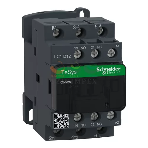 Schneider Electric AC mágneskapcsoló, 5,5 kW/12 A (400 V, AC3), csavaros csatlakozás,1Z+1NY