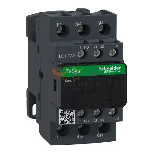 Schneider Electric TeSys LC1D AC mágneskapcsoló, 15 kW/32 A (400 V, AC3), csavaros csatlakozás, 1Z+1NY,230 VAC tekercsfeszültség, 50 Hz