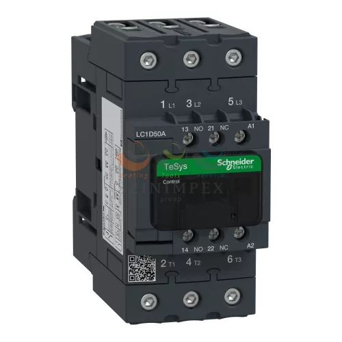 Schneider Electric TeSys LC1D AC mágneskapcsoló EVERLINK (AC3, 400 V 50 A), 24 VAC tekercsfeszültség, 50 Hz