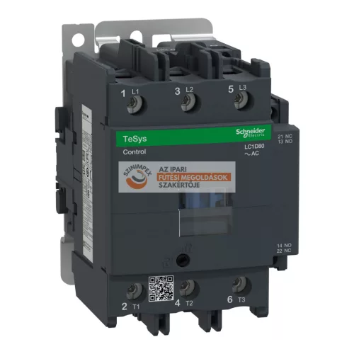 AC mágneskapcsoló, 37kW/80A (400V, AC3), csavaros csatlakozás, 1Z+1NY