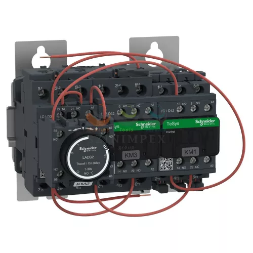 Schneider Electric 25 kW (400 V), csillag-delta indító mechanikus retesszel, szerelőlapon