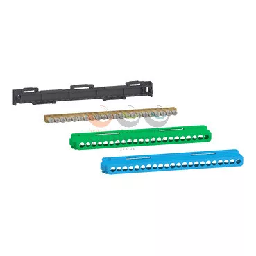 Schneider Electric csatlakozóblokk, 11 × 16 + 11 × 10 csavaros + 1 zöld és 1 kék burkolat (80 A)