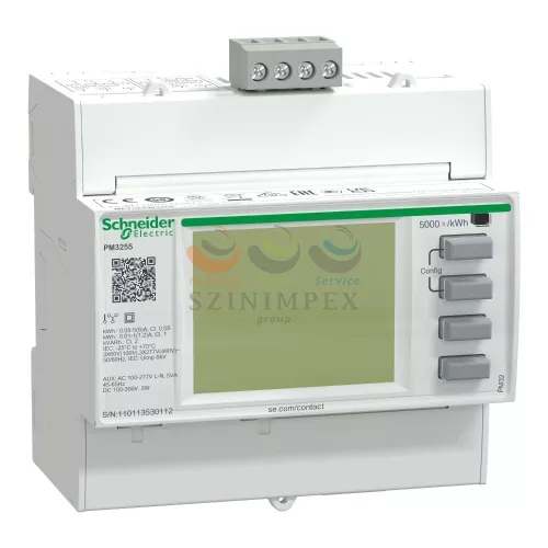 Schneider Electric teljesítménymérő I, In, U, V, PQS, E, PF, Hz, átlag, MODBUS, memória